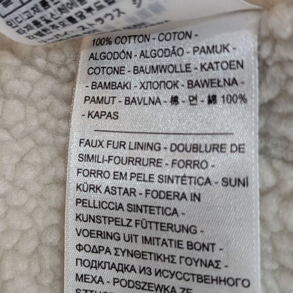 LEVI'S Romantic Biker Jacket Moto Cotton Denim Trucker Sherpa Lined Collar Women - Picture 10 of 10